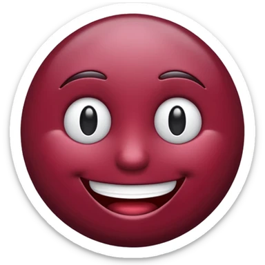 smiling emoji face in burgundy sticker
