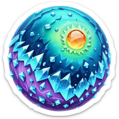 planet, surface covered in glowing crystals  sticker