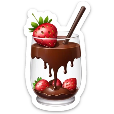 strawberries with melted chocolate in a glass sticker