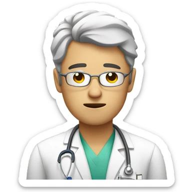 Exhausted doctor with sweat emoji sticker
