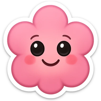 a new cute pink emoji, flower-shaped, big eyes, smiling, blushing cheeks sticker