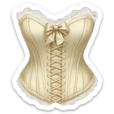 Gold ivory corset with lace and bow sticker