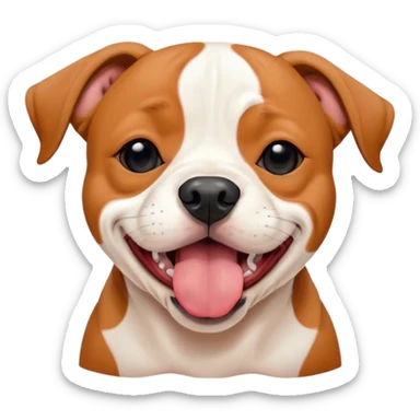 Cinematic Cute Yawning Red/Fawn Staffordshire Bull Terrier Portrait Emoji, Head tilted slightly with a dramatic, wide-open yawn, showcasing a smooth red/fawn Fur with crisp white accents, floppy ears slightly drooping, round dark eyes barely open in drowsy contentment, Simplified yet irresistibly adorable features, highly detailed, glowing with a soft, cozy glow, high shine, relaxed yet expressive, stylized with a touch of whimsy, bright and endearing, soft glowing outline, capturing the essence of a sleepy yet affectionate guardian, so drowsy it feels like it could stretch right out of the screen and curl up for a nap! sticker