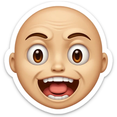 cartoon face with eyes squinting, mouth open in a cringe-laugh sticker