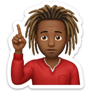  black skinned guys with dreads with his thumbs pointing down and a sign in the background saying no sticker