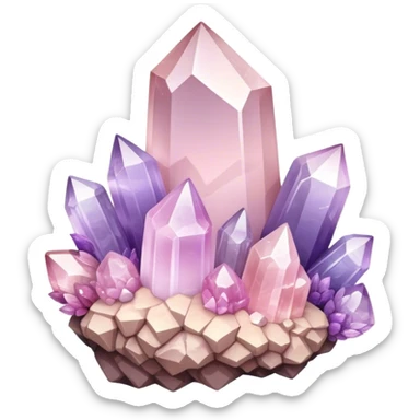 Light pink and lavender ombré quartz crystal cluster  sticker