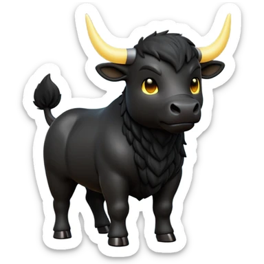 cinematic-[black bull]-realistic-full-body-standing-emoji,-tail-flicking-lazily,-head-tilted-dramatically,-sleek-[black]-fur,-simplified-yet-realistic-focused-features,-highly-detailed,-glowing-with-an-almost-sarcastic-glow sticker