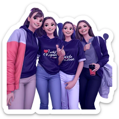 smiling girls in casual wear sticker