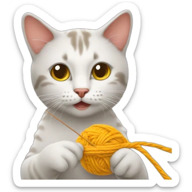 Cat is knitting sticker