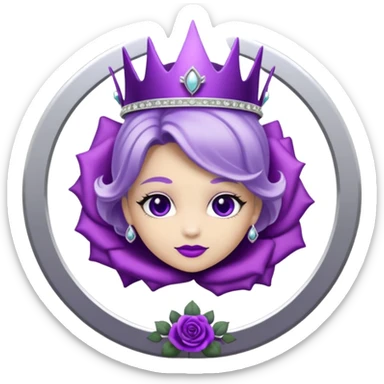 Purple shadow rose silver circle plaque with silver tiara sticker