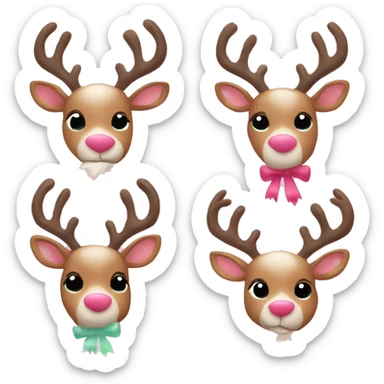 Pretty Reindeer trio with a light pink bow on each of them  sticker
