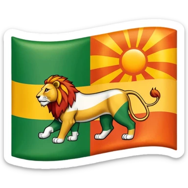 A flag with three horizontal color that upper is Green , middle is White and in down red color, in the White line is a lion and sun that sunrises from back of lion in the middle line  sticker