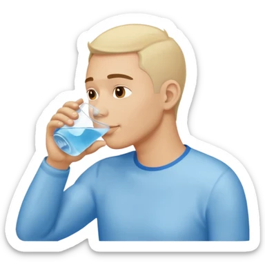 light man in profile drinking water sticker