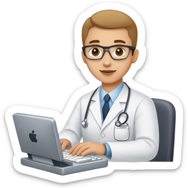 Radiologist tipying sticker