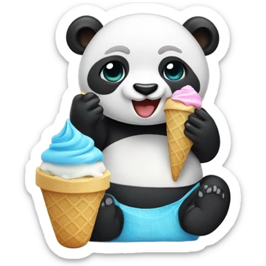 Panda eating ice cream sticker