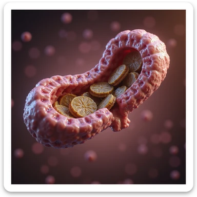 hyperrealistic and scientific 4K visualization of fatty acid transport process from cytoplasm to mitochondrion, highlighting carnitine and cellular structures sticker