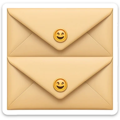 Three identical sealed manila envelopes in a row sticker