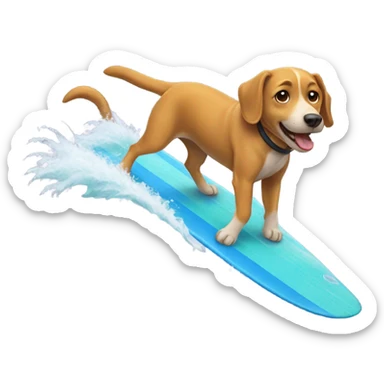 Dog riding a wave sticker