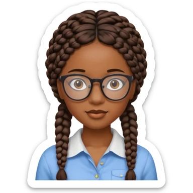 a pretty black girl with pretty braids and glasses  sticker