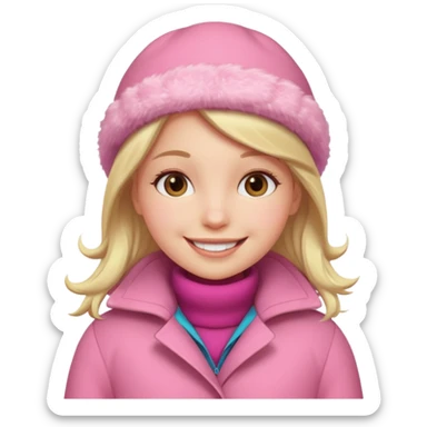 Girl wearing pink winter coat sticker