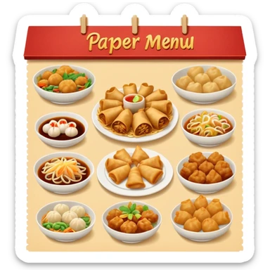Paper menu with Chinese dishes sticker