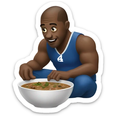 Man eating gumbo while watching football sticker