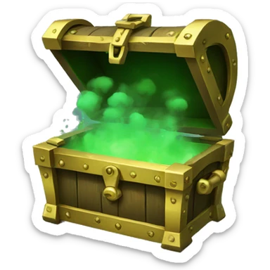 open treasure chest with green smoke coming out sticker