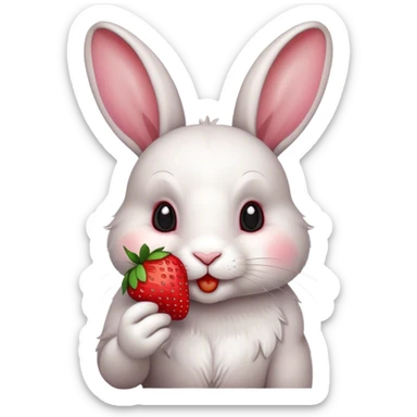 bunny white eating strawberry cute sticker
