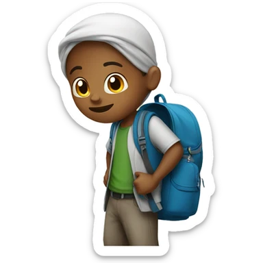 a muslim boy with backpack sticker