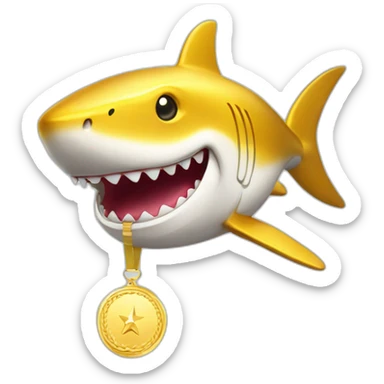 golden shark grinning with a medal sticker