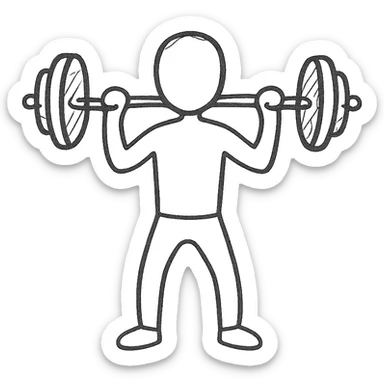 hand drawn outline icon of a man holding a barbell sticker