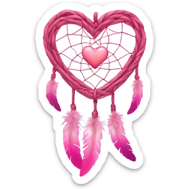Pink ombre heart shaped dream catcher  sticker