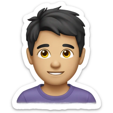 Boy short dark hair sweatshirt  sticker