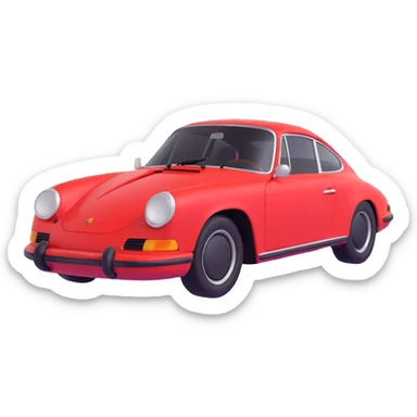 old Porsche car, red color sticker