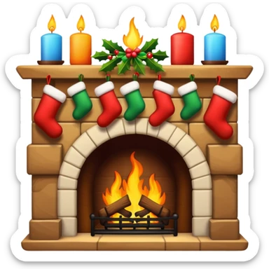 Christmas fireplace sticker