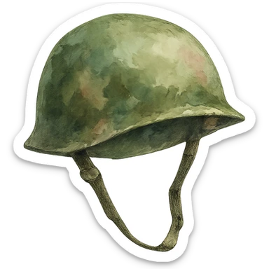 watercolor style military helmet sticker