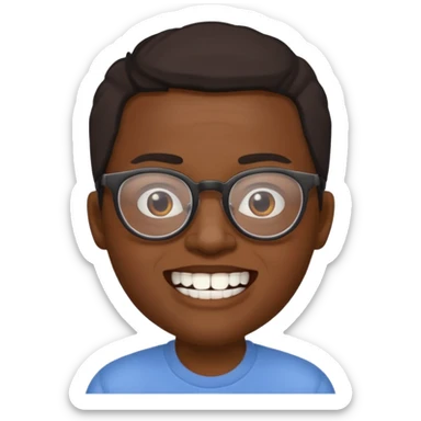 crooked teeth black emoji with glasses on  sticker