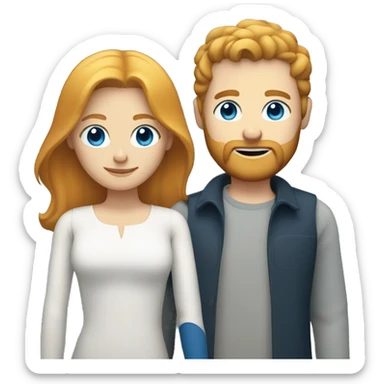 Couple white man with ginger hair and beard and blue eyes and a white woman with blonde hair and blue eyes  sticker