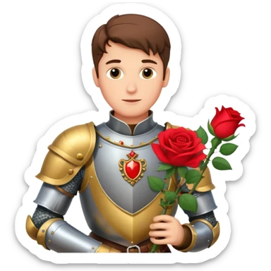 prince charming medieval armor holding a rose sticker
