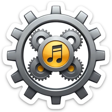 Music symbol inside gear sticker