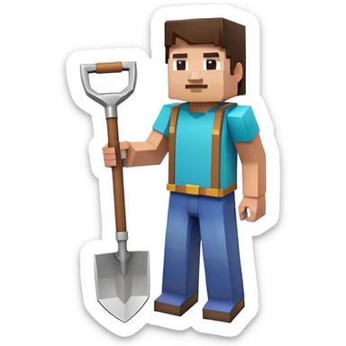 Minecraft character holding a shovel sticker