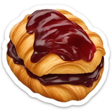 Chocolate croissant with red jam sticker