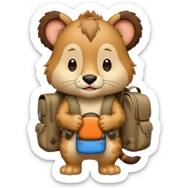  Safari Animal with Backpack  sticker
