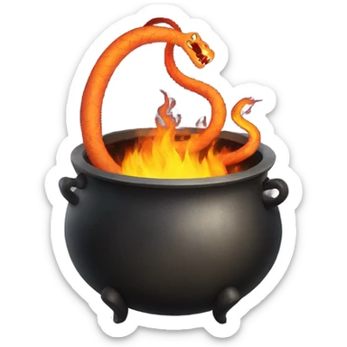Cauldron with a fire snake that is inside sticker