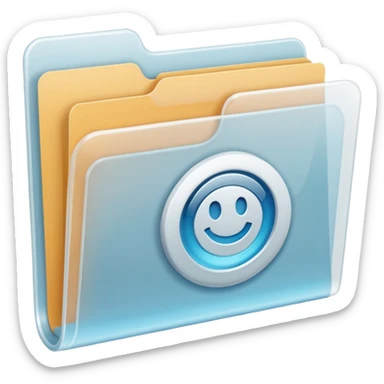 A **simple emoji-style icon** of a **transparent white plastic folder**, minimal and clean, with **rounded corners**, subtle translucency, soft shading, and a **small Concert arena symbol** on the front.
 sticker