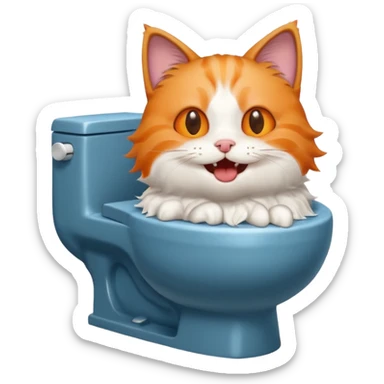 Cat laughing at phone while pooping on toilet sticker