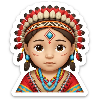 Indiozinho bebê meio branco. com características de índio roupinha de índio rosto também lindo bonitinho  sticker
