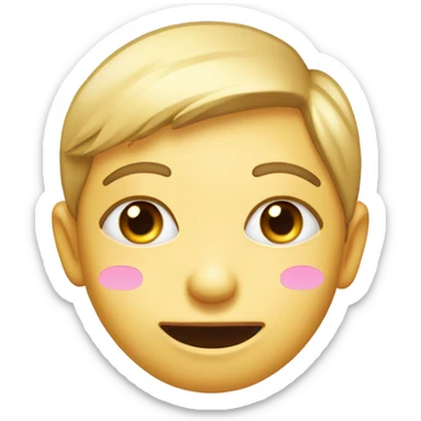 Create a yellow-faced emoji with large, sparkling eyes and pink blush on the cheeks to convey shyness and affection. The face should have no mouth, symbolizing the hesitation to express feelings. sticker