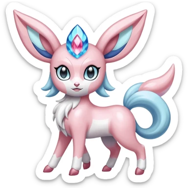 Shiny glossy pastel whitish Diancie-Absol-Sylveon-Meloetta-fusion  sticker
