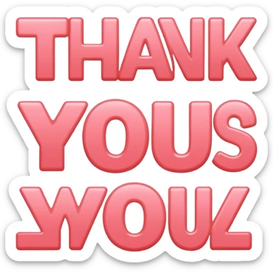 the words thank you in coral pink sticker